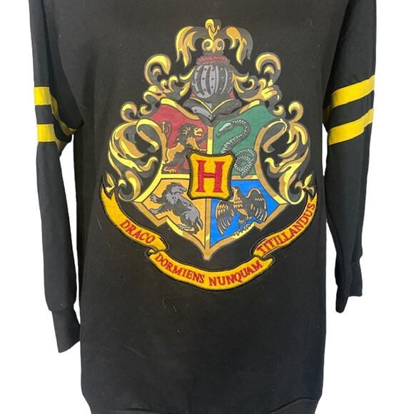 Harry Potter Black Cotton Blend Draco Logo Front Sweatshirt Women Sz S - Picture 3 of 8